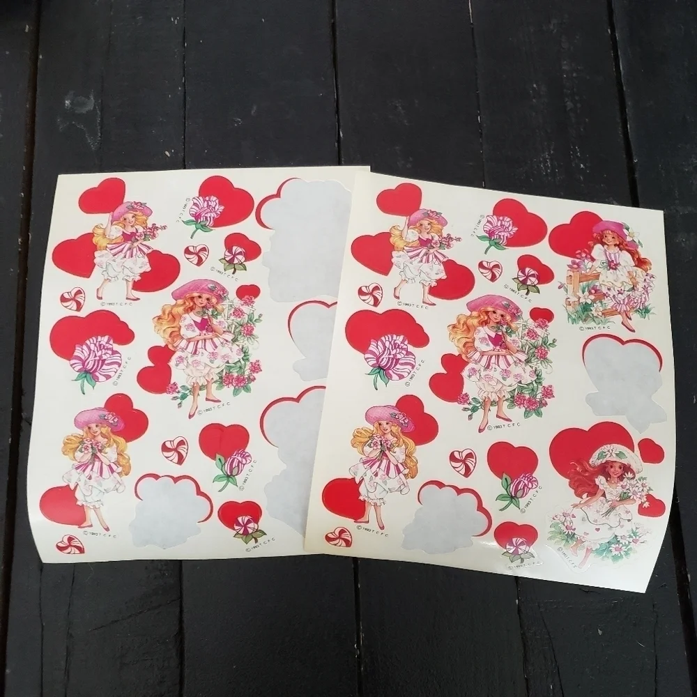 Peppermint Rose Vintage 1993 Stickers Valentine's Hearts Blonde Striped Bundle